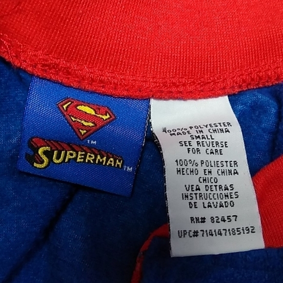 Superman Mens Small Fleece One Piece Zip Up Jogger Leg Pajamas - Picture 4 of 6